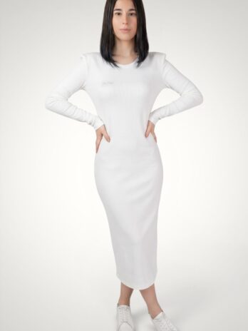 Rochie damă cu mânecă lungă și despicătură laterală din bumbac premium