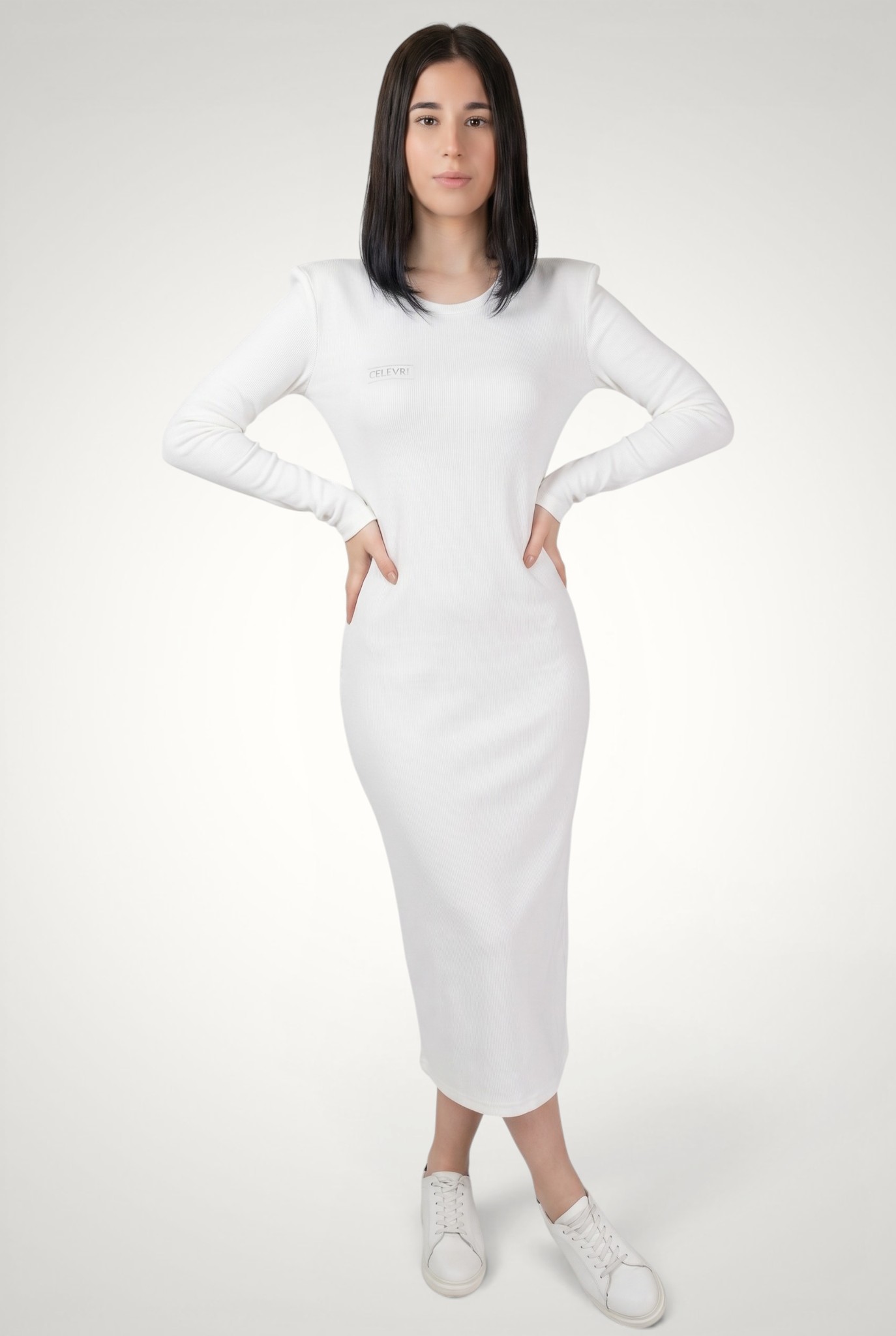 rochie cu despicatura alb