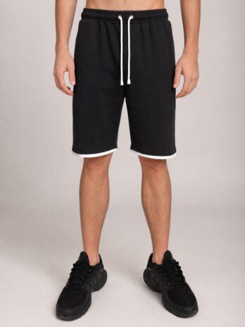 Pantaloni scurți contrastati pentru barbati din bumbac premium