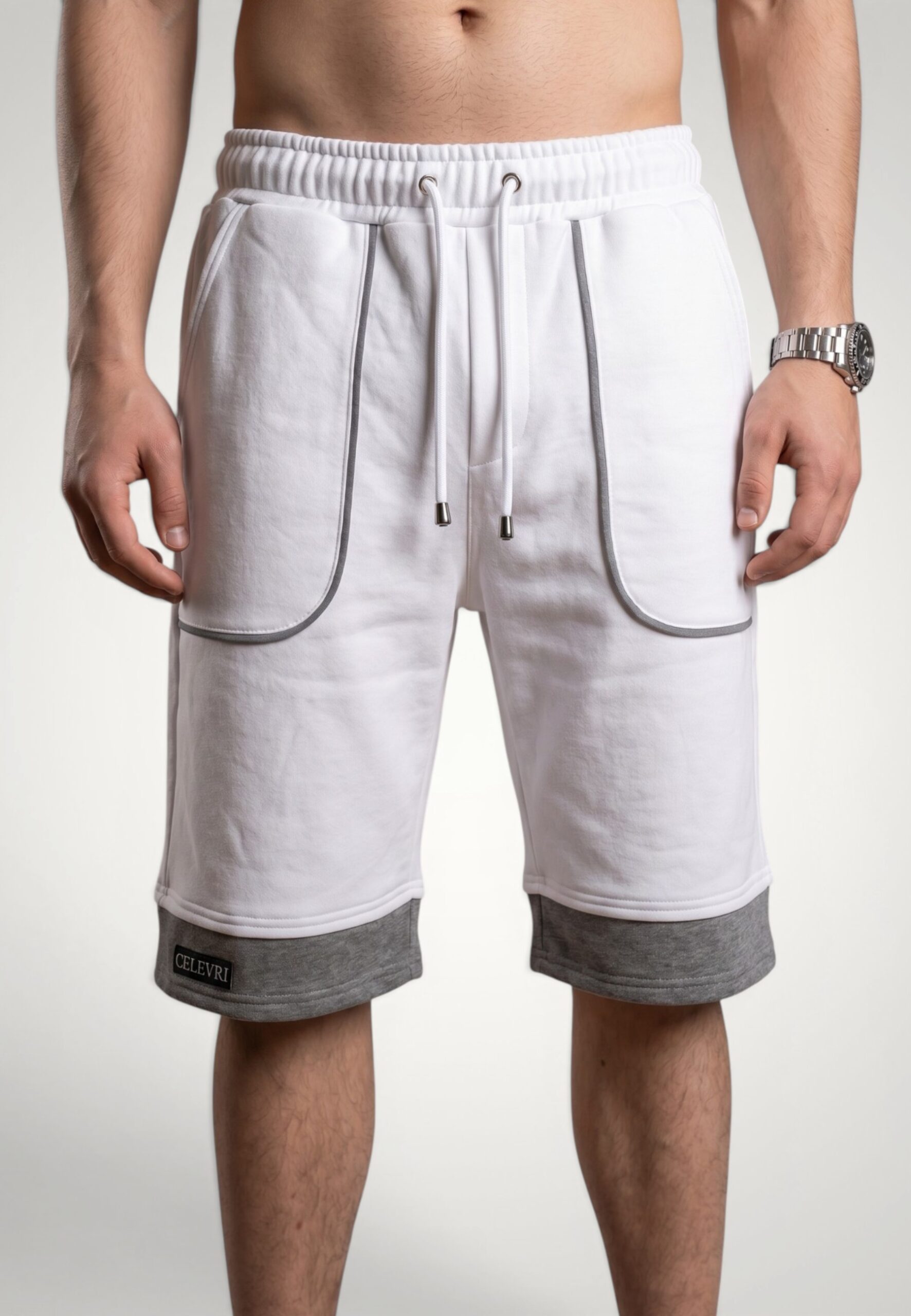 Pantaloni scurți barbati din bumbac premium cu buzunare conturate 2 pantaloni scurti cu buzunare conturate