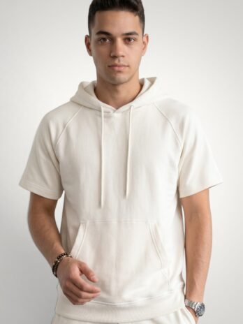 Tricou cu glugă streetwear pentru barbati din bumbac premium