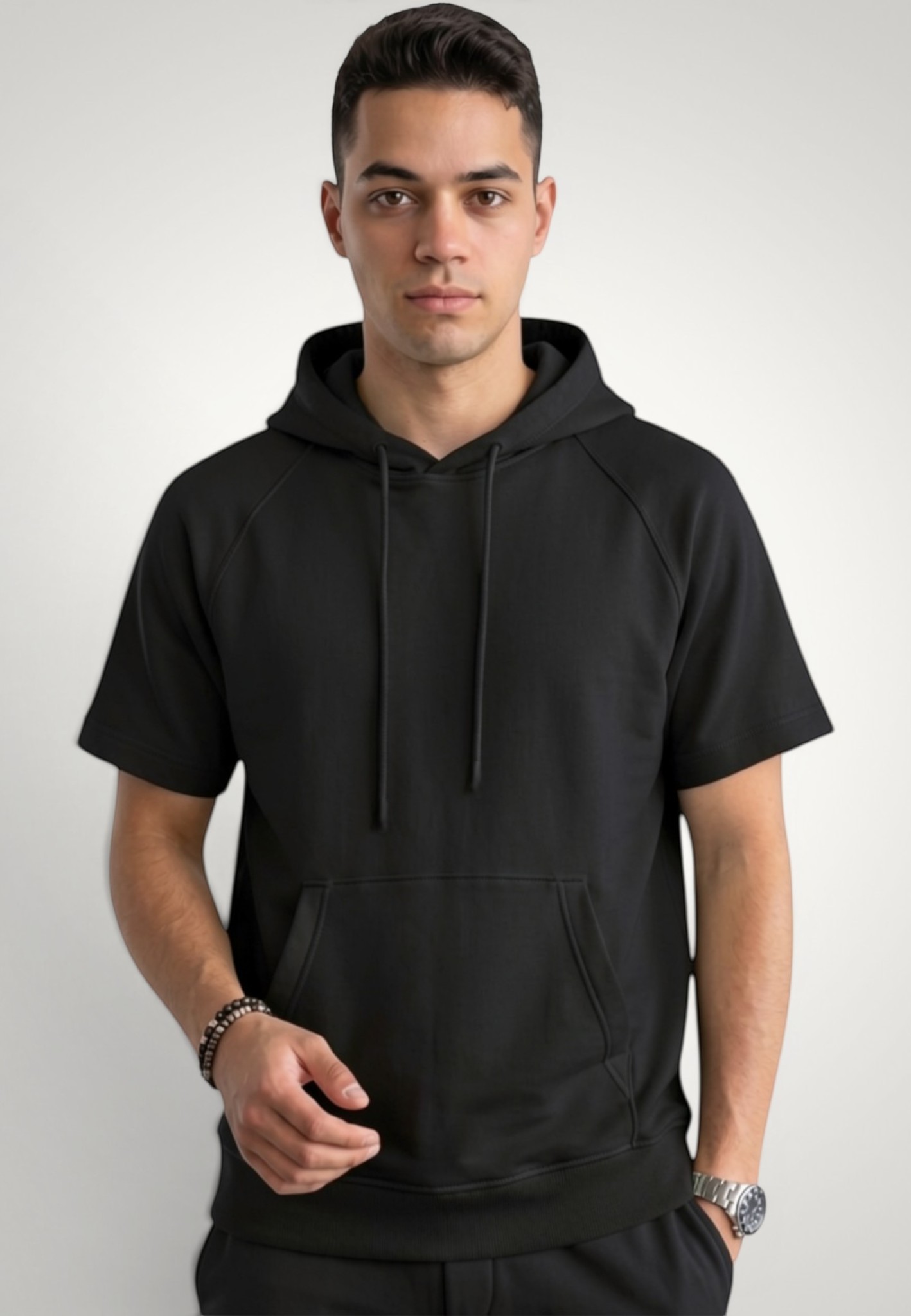 Tricou cu glugă streetwear pentru barbati din bumbac premium 4 Tricou cu glugă streetwear pentru barbati din bumbac premium - imagine 2