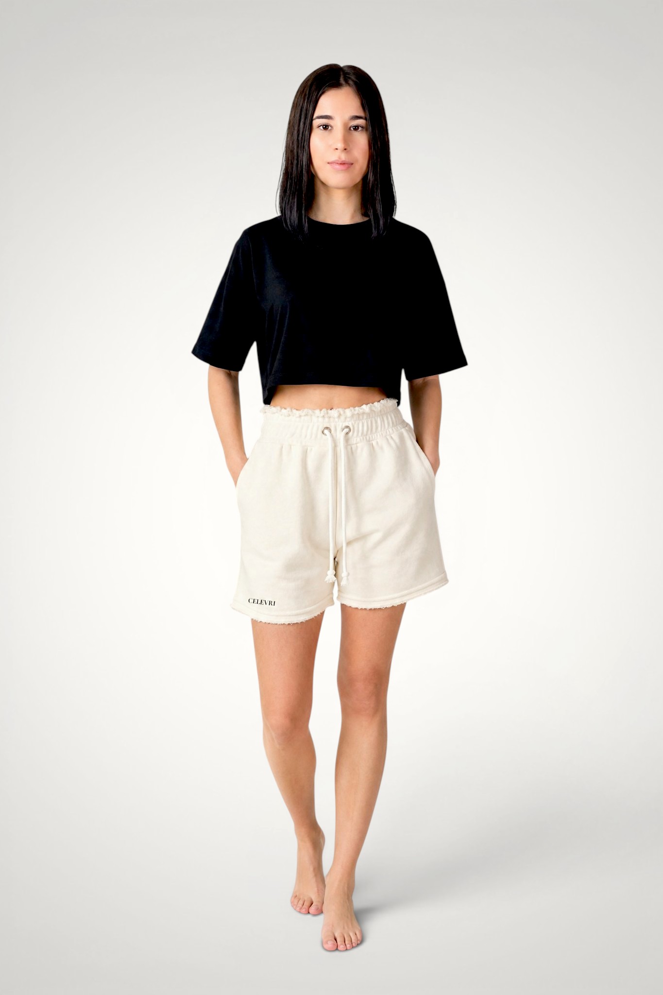 Pantaloni scurți damă din bumbac, cu terminații nefinisate | Regular Fit 9 Pantaloni scurți damă din bumbac, cu terminații nefinisate | Regular Fit - imagine 7