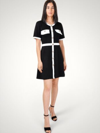 Rochie elegantă damă din bumbac premium cu nasturi metalici