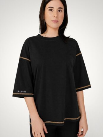 Tricou dama oversize din bumbac premium, cusaturi decorative
