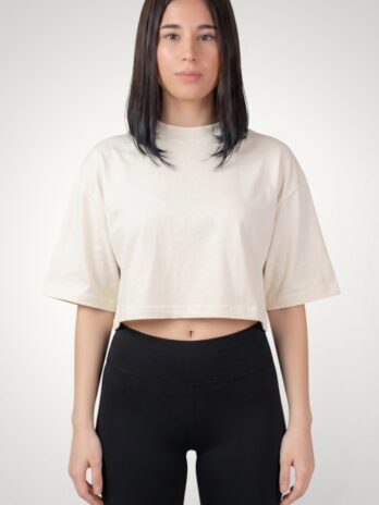 Tricou crop oversize de damă din bumbac premium