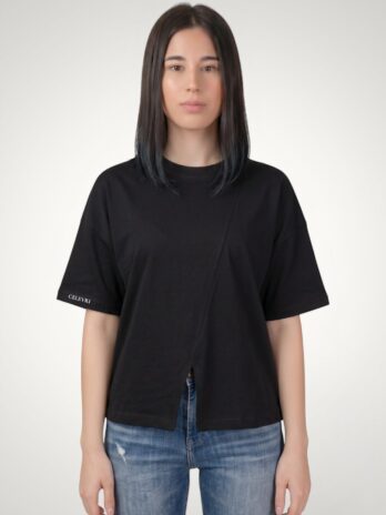 Tricou casual de damă cu mâneci asimetrice din bumbac premium