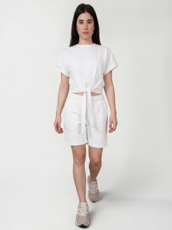 Compleu dama casual de vara din bumbac premium, Tricou ajustabil si pantaloni scurti