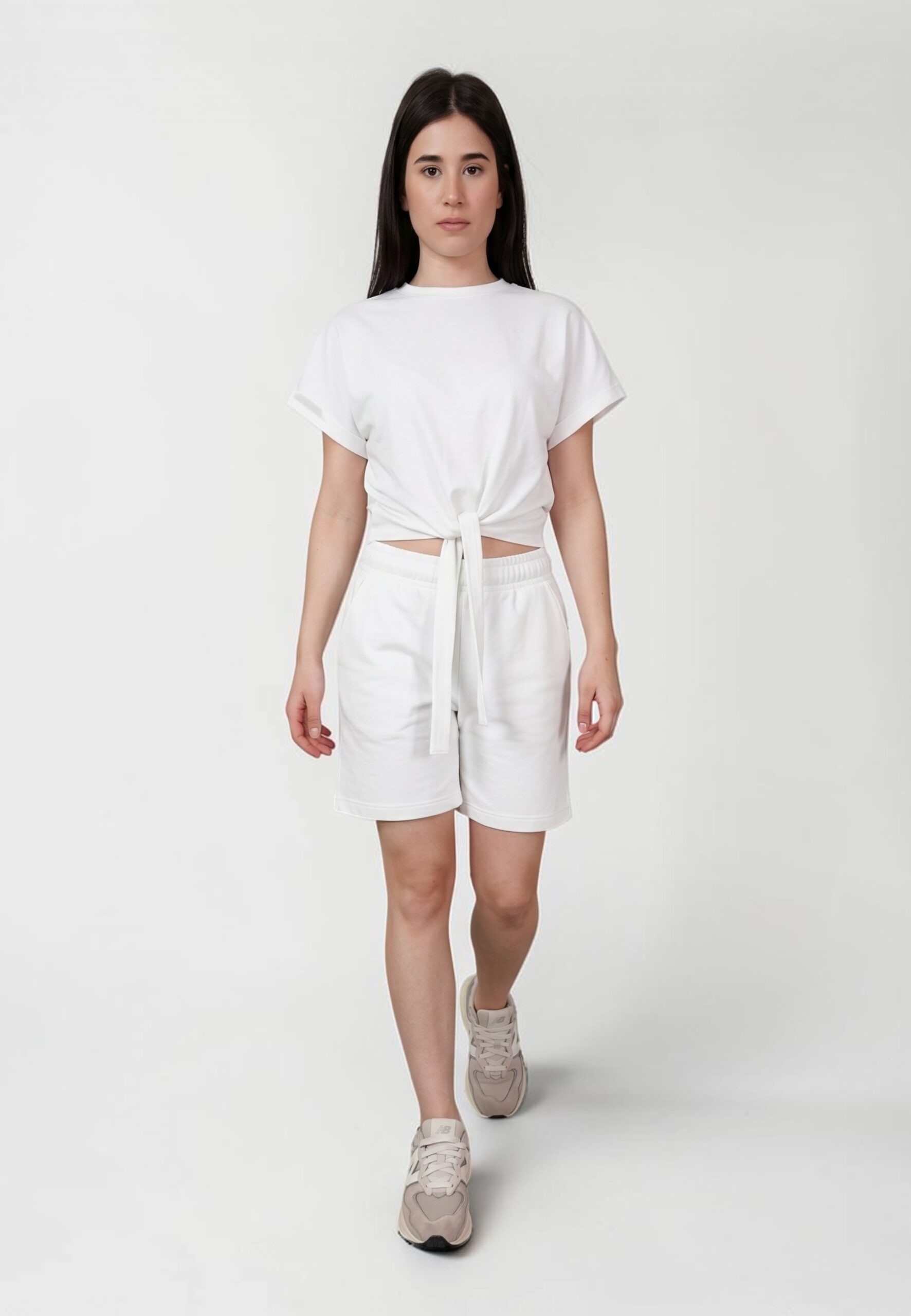 Compleu dama casual de vara din bumbac premium, Tricou ajustabil si pantaloni scurti 3 Compleu dama casual de vara din bumbac premium, Tricou ajustabil si pantaloni scurti