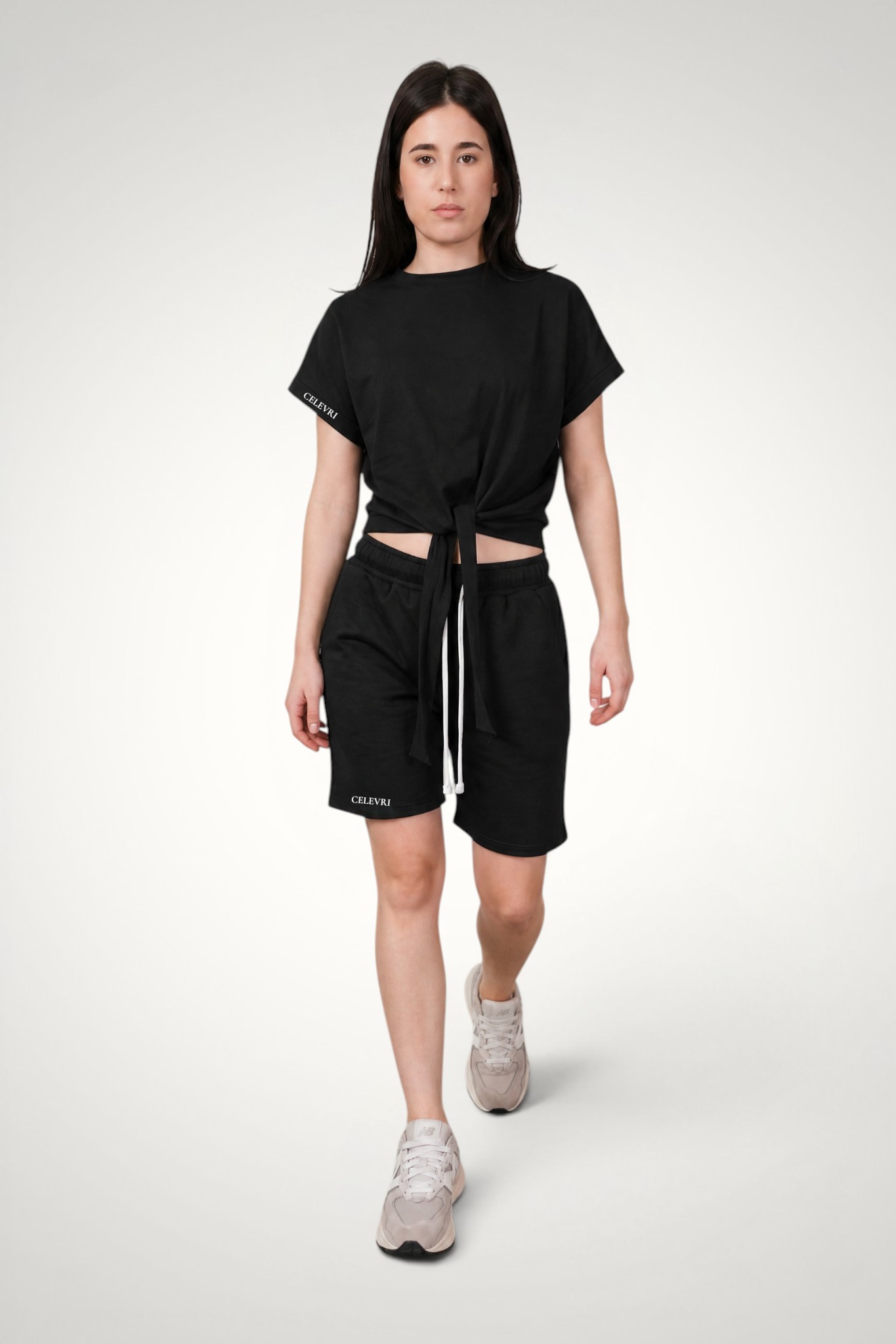Compleu dama casual de vara din bumbac premium, Tricou ajustabil si pantaloni scurti 4 Compleu dama casual de vara din bumbac premium, Tricou ajustabil si pantaloni scurti - imagine 2