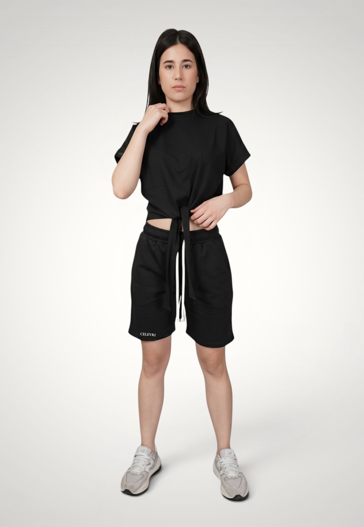 Compleu dama casual de vara din bumbac premium, Tricou ajustabil si pantaloni scurti 8 Compleu dama casual de vara din bumbac premium, Tricou ajustabil si pantaloni scurti - imagine 6